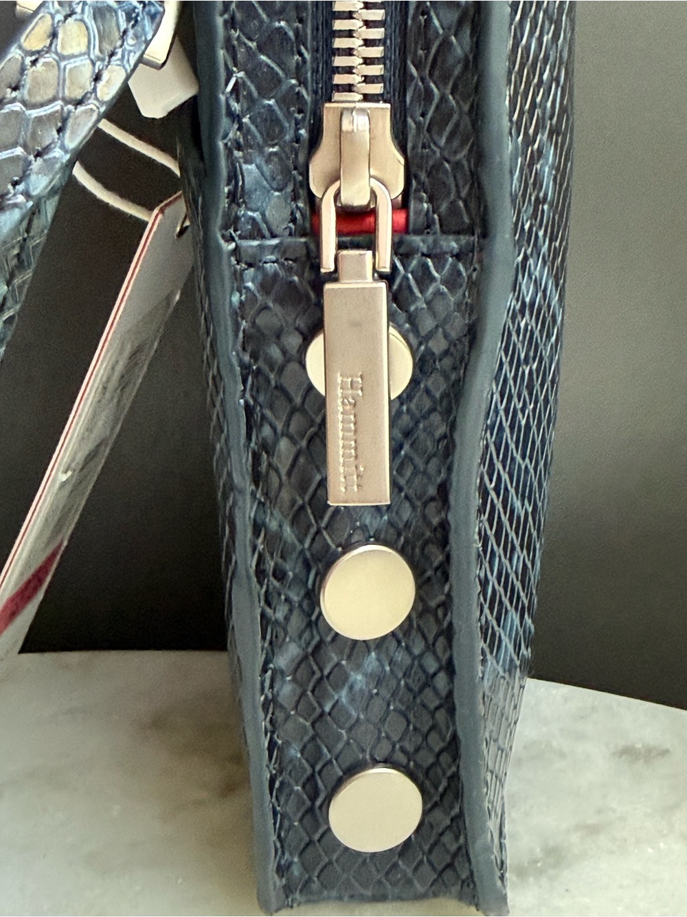 NWT Hammitt 424 Cellphone Crossbody Bag in “Bay Blue” Snake Leather - Picture 5 of 10